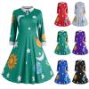 GAANBODI Halloween Dresses for Woman Womens Halloween Costume Vintage Miss Frizzle Dress Sun Moon Star Printed Planet Dresses #01-Blue 3X-Large view 3