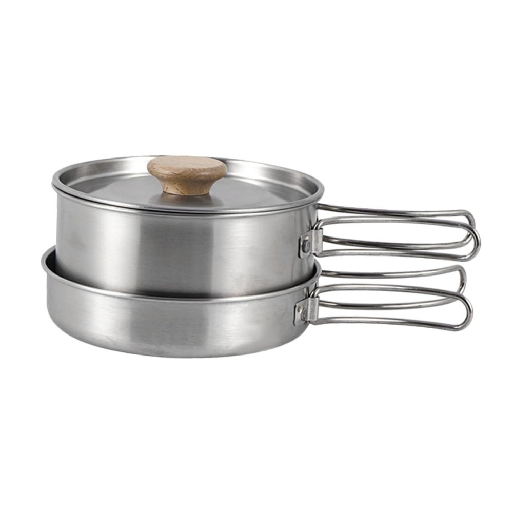 Sosoport 1set Camping Pot Folding Handle Portable Outdoor Cooking Pan for Hiking Bbq and Backpacking Easy to Clean Heat Efficient Cookware for Camping Meals