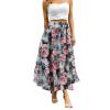 Abaadlw Maxi Skirts for Women with Pockets Long Midi Length Casual Skirt for Beach Party Holiday Pink view 1