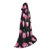 NOUZU Pink And Tulips Print Hooded Cape,Robe-Hooded Cap Cloak,Unisex Hooded Cloak For Halloween Cosplay Costumes view 2