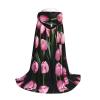 NOUZU Pink And Tulips Print Hooded Cape,Robe-Hooded Cap Cloak,Unisex Hooded Cloak For Halloween Cosplay Costumes view 3