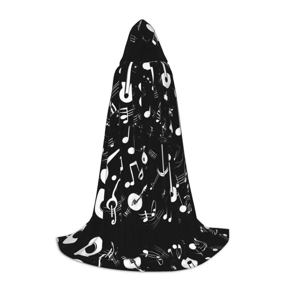 NOUZU Music Symbols Love Print Hooded Cape,Robe-Hooded Cap Cloak,Unisex Hooded Cloak For Halloween Cosplay Costumes