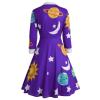GAANBODI Halloween Dresses for Woman Womens Halloween Costume Vintage Miss Frizzle Dress Sun Moon Star Printed Planet Dresses 01-Purple XX-Large view 2
