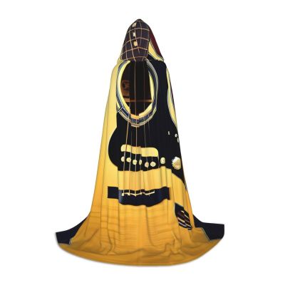 NOUZU Note Guitar Print Hooded Cape,Robe-Hooded Cap Cloak,Unisex Hooded Cloak For Halloween Cosplay Costumes