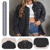 GTRHSB Denim Jackets for Women,Oversized Long Sleeve Fringe Coat,Fall Women Button Down Denim Shirts with Pocket (Black,M) view 3