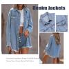 GTRHSB Denim Jackets for Women,Oversized Long Sleeve Fringe Coat,Fall Women Button Down Denim Shirts with Pocket (Black,M) view 4