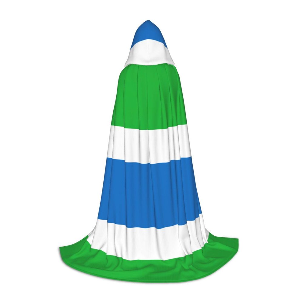 NOUZU Sierra Leone Flag Print Hooded Cape,Robe-Hooded Cap Cloak,Unisex Hooded Cloak For Halloween Cosplay Costumes