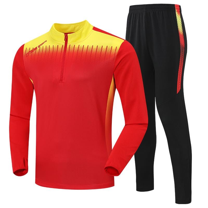 VORHOUS Men's 2 Piece Tracksuit Set, Jogging Suit, Athletic Warm Up Sweatsuit (Red, S)