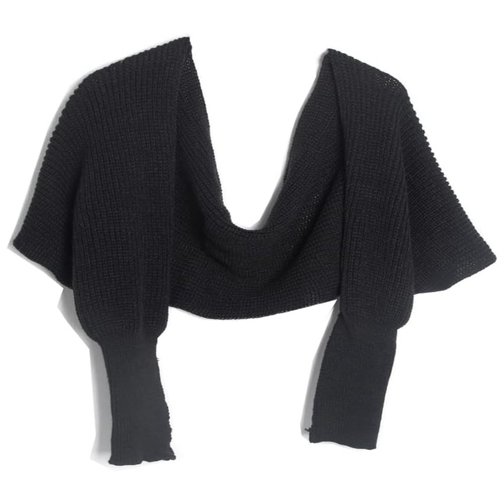 Women Sweater Scarf with Sleeves Cozy Knitted Wrap Shawl Fall Autumn Winter Warm Crop Crochet Cape Blanket for Women