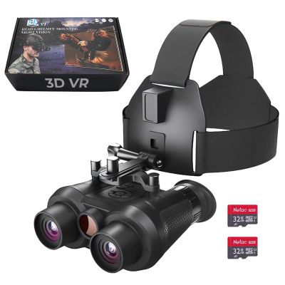 Miasazyr 3D VR Night Vision Goggles Head Mounted - 4K HD IR Binoculars - 6X Digital Zoom & 4 Color Modes, Rechargeable Binoculars with Camera Built in, 32GB Card to Save Photos and Videos