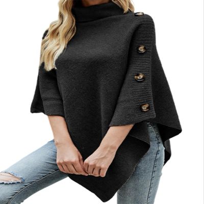 Women's Scarf Poncho Sweater with Buttons Versatile Knitted Shawl Wraps Cape Light Weight Spring Summer Fall Shawl Wrap