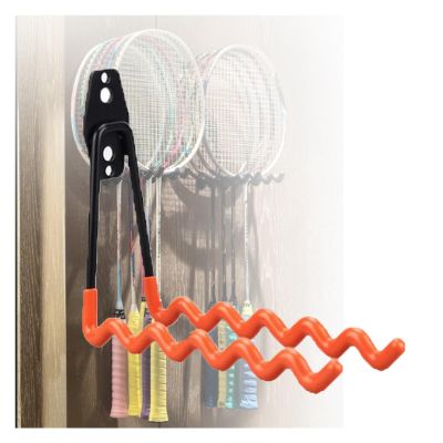 KIYILIHI Tennis Racket Storage Rack,Tennis Racket Metal Organizer Wall Mounted,Can Hold 6 Rackets, for Badminton Rackets Tennis Rackets Table Tennis Rackets of Various Sizes(Orange)