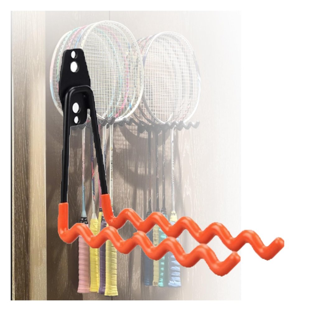 KIYILIHI Tennis Racket Storage Rack,Tennis Racket Metal Organizer Wall Mounted,Can Hold 6 Rackets, for Badminton Rackets Tennis Rackets Table Tennis Rackets of Various Sizes(Orange)