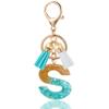 ANHBKAR Alphabet Initial Letter Keychain Cute Resin with 2 PU Tassels, Letter Keychain for Backpack Charms, Initial Keychains for Women, Girls (S, GREEN) view 1