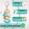 ANHBKAR Alphabet Initial Letter Keychain Cute Resin with 2 PU Tassels, Letter Keychain for Backpack Charms, Initial Keychains for Women, Girls (S, GREEN) view 2