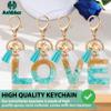 ANHBKAR Alphabet Initial Letter Keychain Cute Resin with 2 PU Tassels, Letter Keychain for Backpack Charms, Initial Keychains for Women, Girls (S, GREEN) view 3