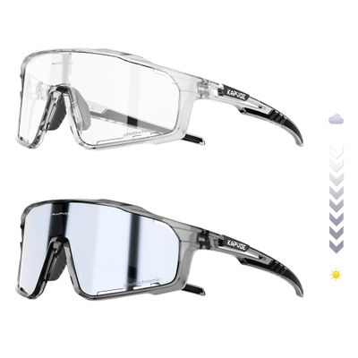 KAPVOE Photochromic Cycling Glasses for Men Women Sports Sunglasses Frame Discoloration HD Bike Glasses K76