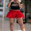 LROSEY Womens Casual Comfy Bubble Shorts Lounge Puffer Mini Shorts Cute Skirt-Like Y2k Ruffle Bloomer Puffy Mini Shorts Red view 2