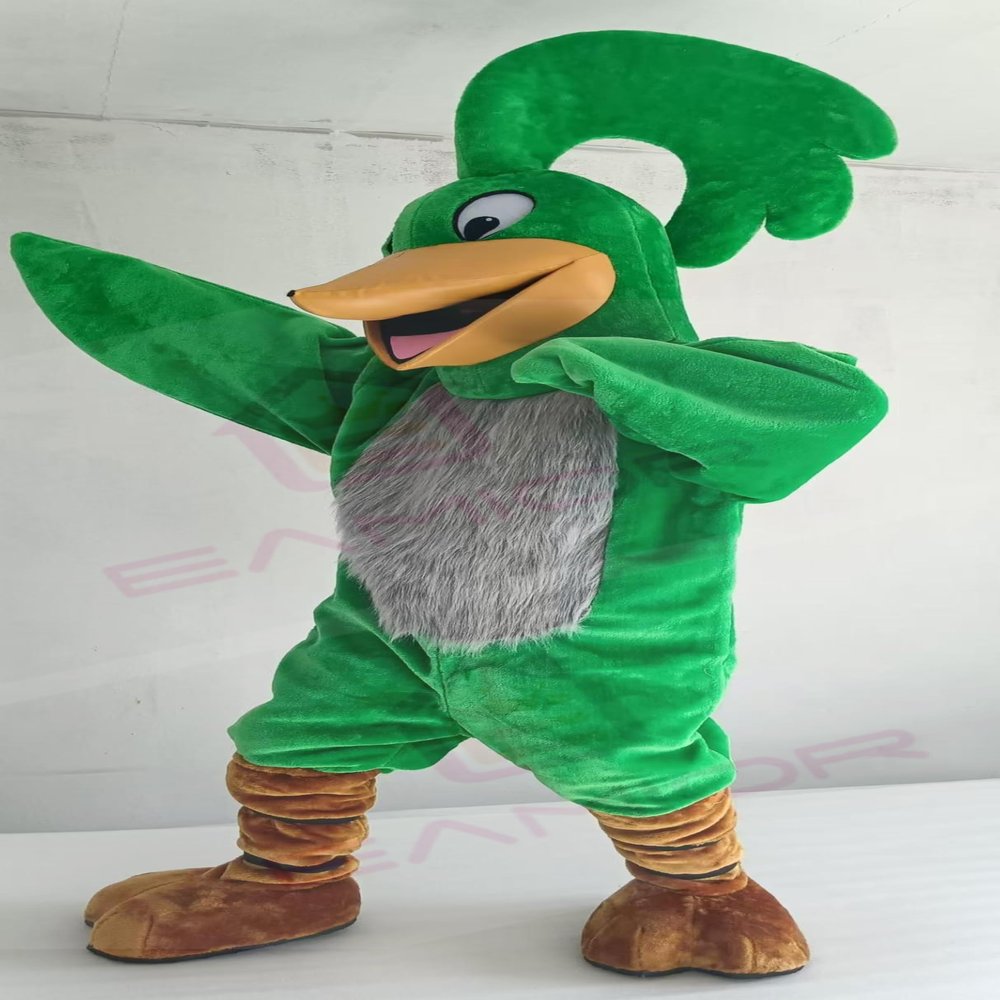 Green Roadrunner Mascot Cosume Adult Size for Men & Women with Built-in Fan Inside the Head and Ice Pack Vest
