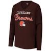 G-III Sports Women's Brown Cleveland Browns Post Season Long Sleeve V-Neck T-Shirt view 2