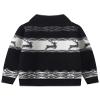 Fdqin Kids Boys Girls Christmas Cardigans Ugly Xmas Sweaters Shawl Collar Knitted Cardigan Sweater Navy Blue 5-6Years view 2