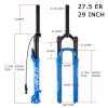 ZECHAO 27.5/29in Mountain Bike Suspension Forks, 120mm Travel 220 * 28.6mm Straight 32mm Inner Tube Rebound Adjust Compatibility 2.5-inch Tire(Blue- Remote Lock,29inch) view 2