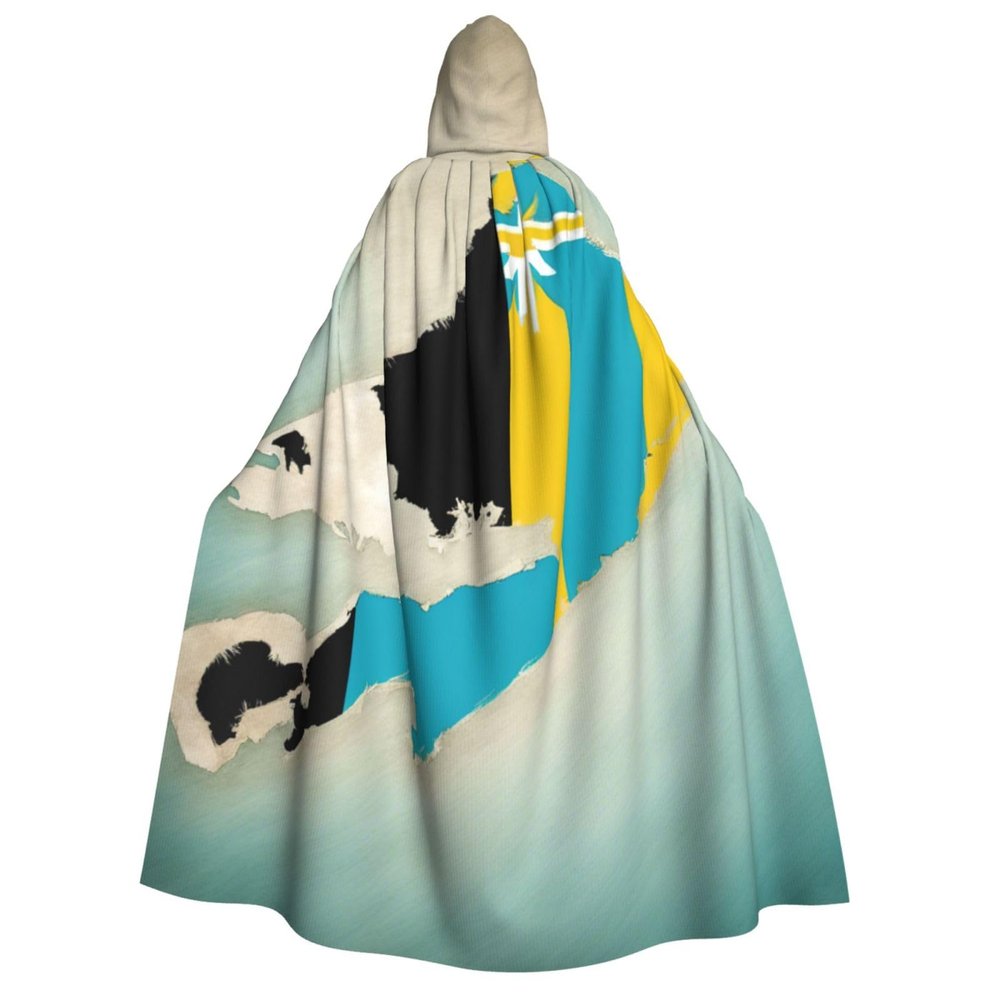 nanger Bahamas Position Flag Map Unisex Adult Hooded Cloak, Halloween Cosplay Costume Witch Hood Robe Vampire Party Costume