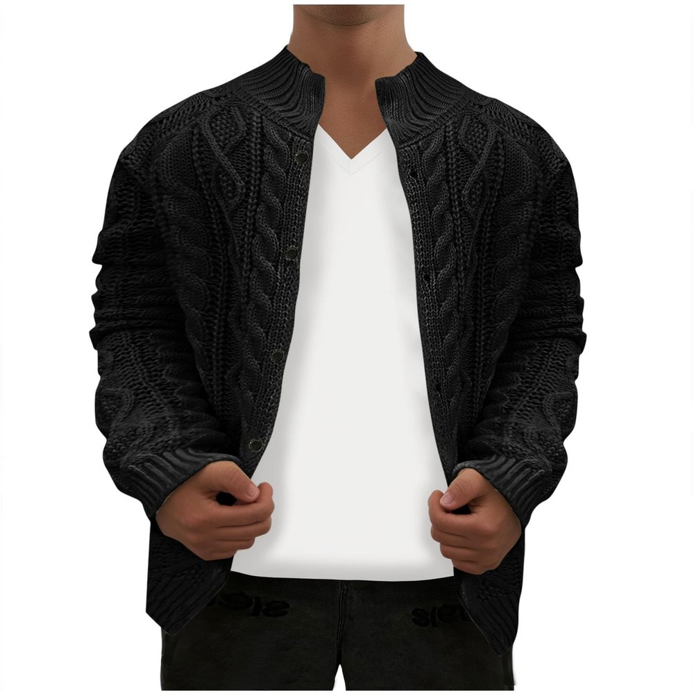 Cardigan Sweaters for Men Big and Tall Lightweight Stand Collar Cardigan Casual Cable Knitted Button Sweater Jacket