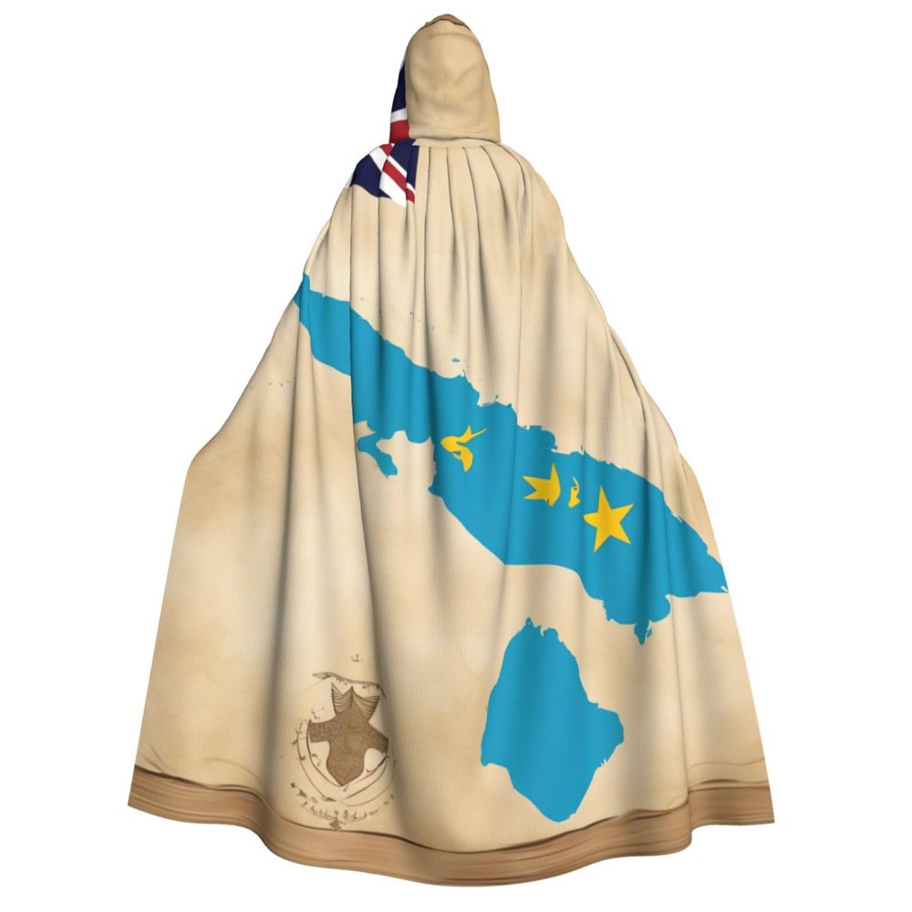 nanger Tuvalu Flag Map With Islands Unisex Adult Hooded Cloak, Halloween Cosplay Costume Witch Hood Robe Vampire Party Costume