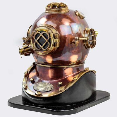HISTORICAL HANDICRAFT Divers Helmet Solid Steel & Brass Scuba Diving Helmet Vintage Marine18 W/Base