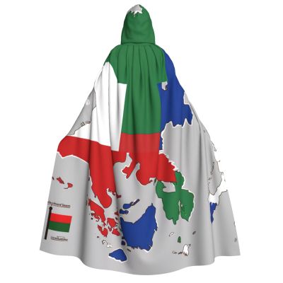 nanger Chechen Republic Flag Map04 Unisex Adult Hooded Cloak, Halloween Cosplay Costume Witch Hood Robe Vampire Party Costume