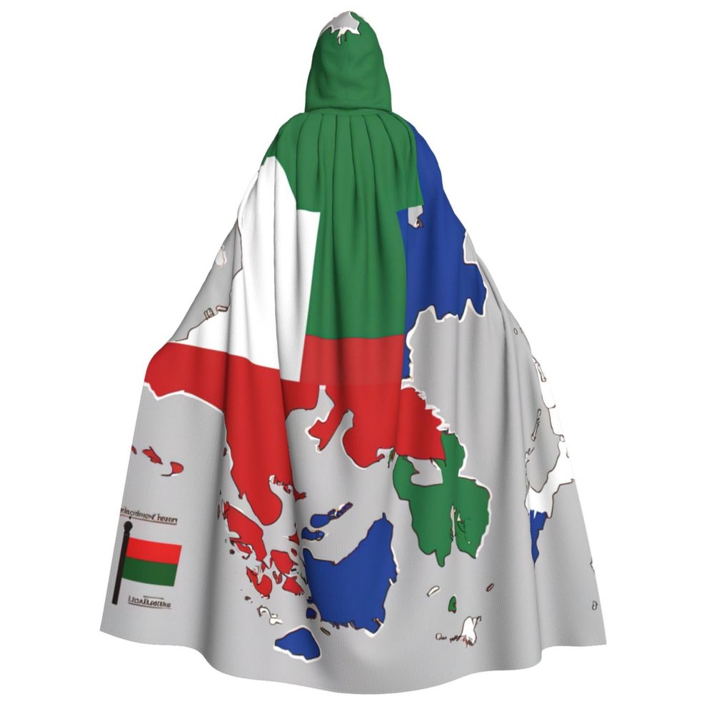 nanger Chechen Republic Flag Map04 Unisex Adult Hooded Cloak, Halloween Cosplay Costume Witch Hood Robe Vampire Party Costume