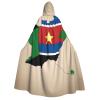nanger South Sudan Flag Map With Yellow Star Unisex Adult Hooded Cloak, Halloween Cosplay Costume Witch Hood Robe Vampire Party Costume view 1