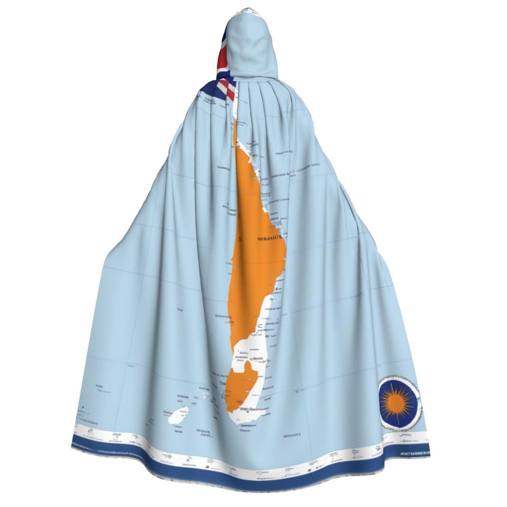 nanger Marshall Islands Flag Map02 Unisex Adult Hooded Cloak, Halloween Cosplay Costume Witch Hood Robe Vampire Party Costume