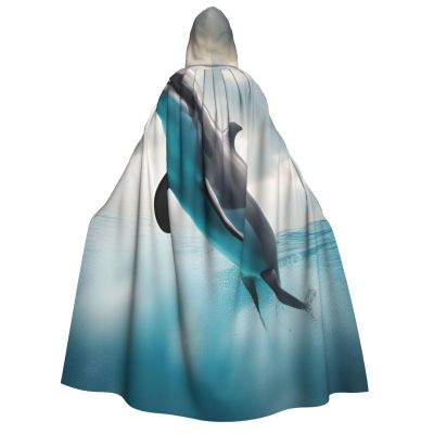 nanger Funny Dolphin Looking At You Unisex Adult Hooded Cloak, Halloween Cosplay Costume Witch Hood Robe Vampire Party Costume