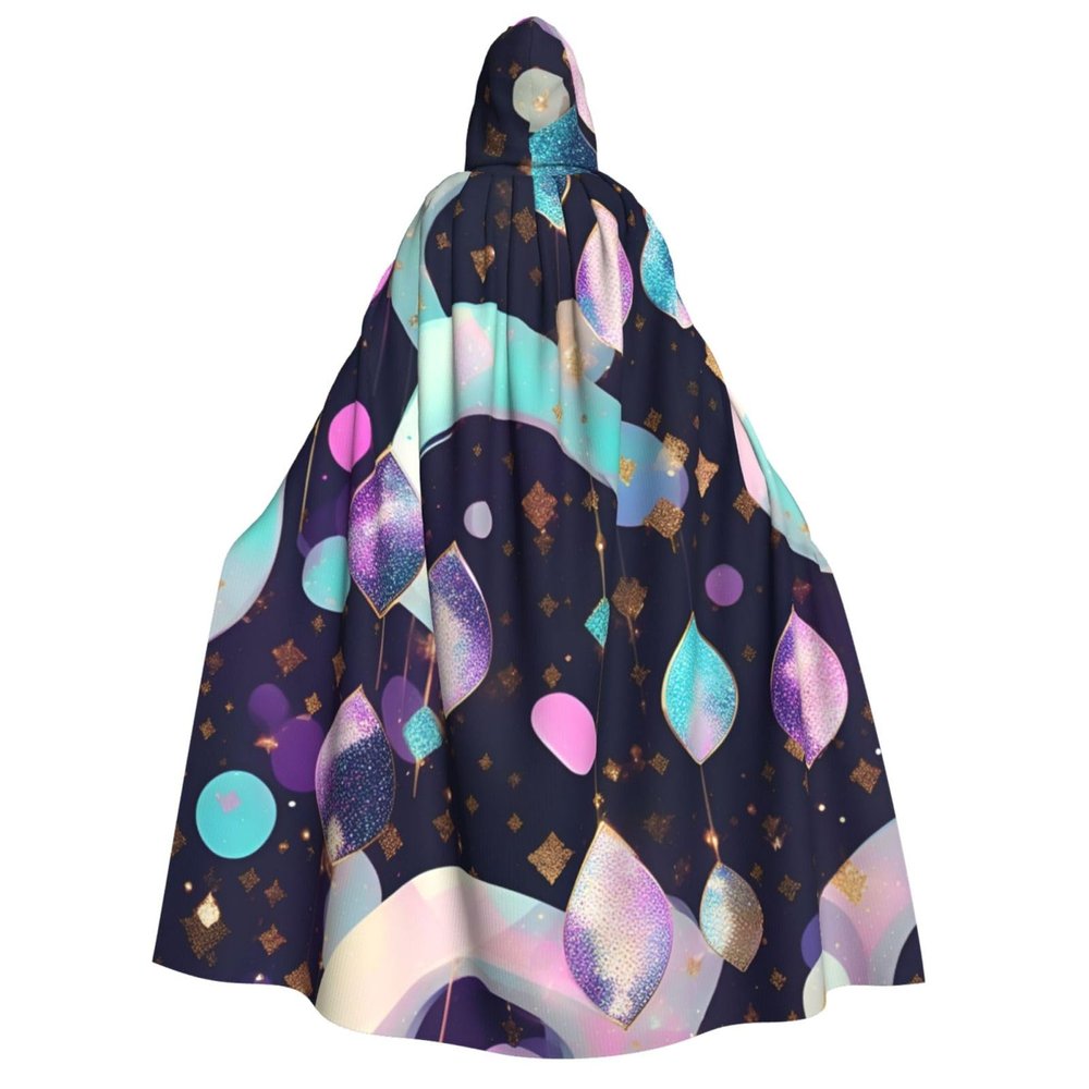 Glittery Pretty Pattern Unisex Adult Hooded Cloak, Halloween Cosplay Costume Witch Hood Robe Vampire Party Costume