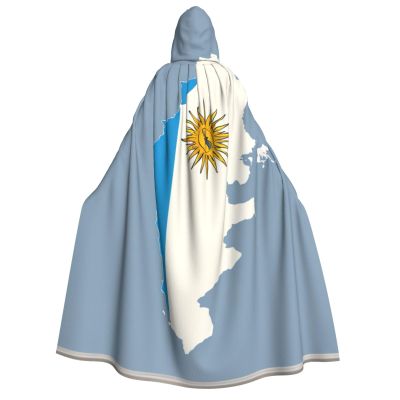 nanger Uruguay Flag Map02 Unisex Adult Hooded Cloak, Halloween Cosplay Costume Witch Hood Robe Vampire Party Costume