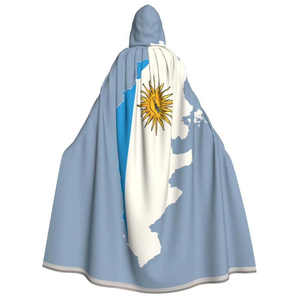 nanger Uruguay Flag Map02 Unisex Adult Hooded Cloak, Halloween Cosplay Costume Witch Hood Robe Vampire Party Costume