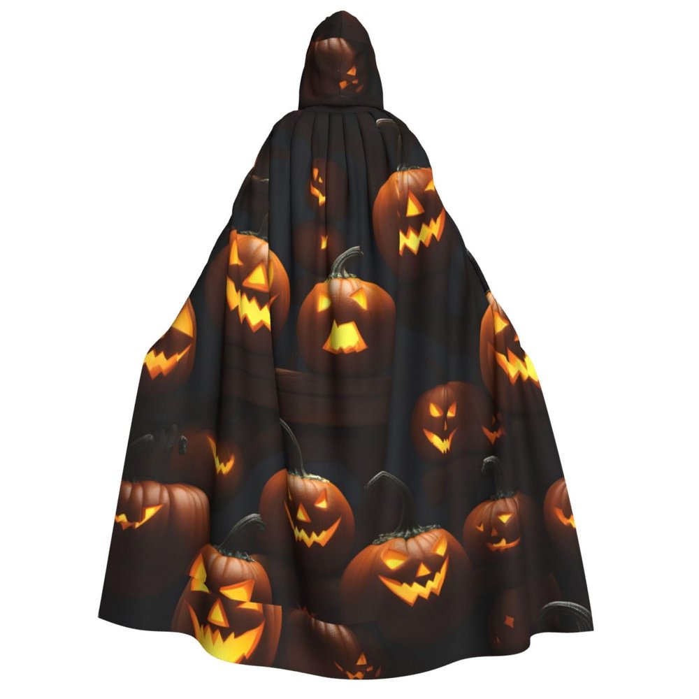 nanger Halloween Pumpkin 1 Unisex Adult Hooded Cloak, Halloween Cosplay Costume Witch Hood Robe Vampire Party Costume