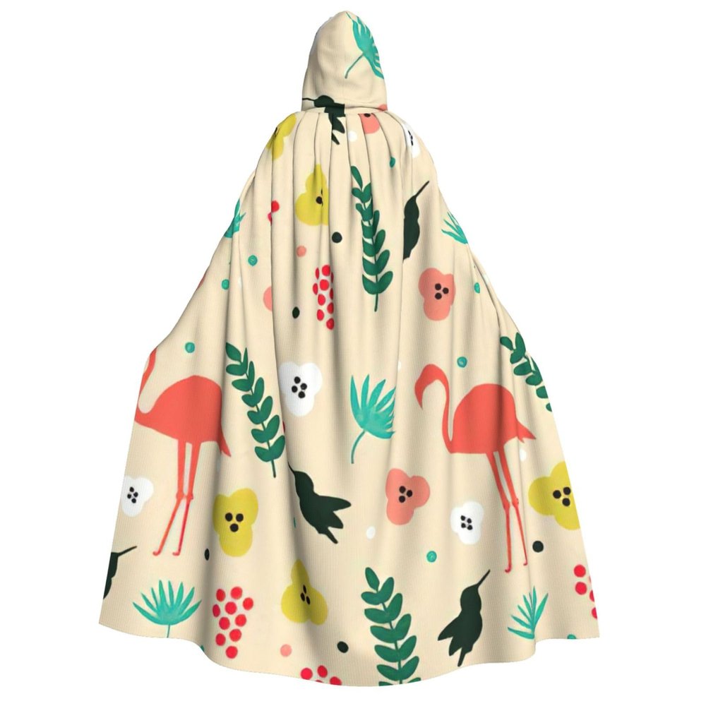 Tropical Pattern Unisex Adult Hooded Cloak, Halloween Cosplay Costume Witch Hood Robe Vampire Party Costume