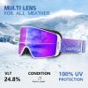 VOZAPOW Ski Goggles Over Glasses Anti-Fog, Snowboard Goggles for Men Women 100% UV Protection Magnetic Interchangeable lens view 3