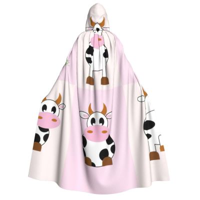 nanger Cow Milk Unisex Adult Hooded Cloak, Halloween Cosplay Costume Witch Hood Robe Vampire Party Costume