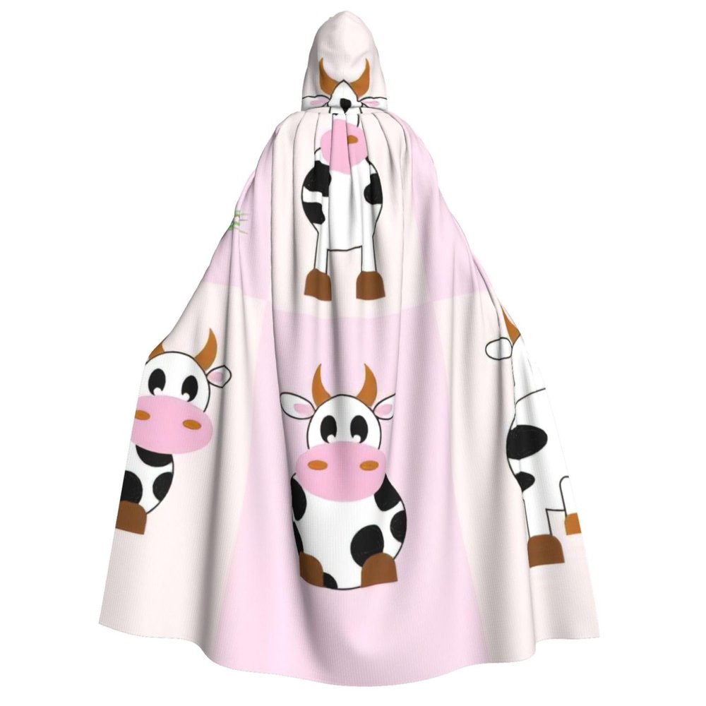 nanger Cow Milk Unisex Adult Hooded Cloak, Halloween Cosplay Costume Witch Hood Robe Vampire Party Costume
