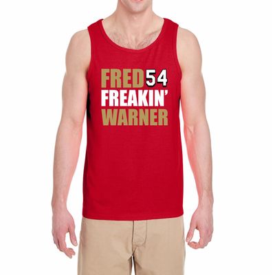 Red San Francisco Fred Warner Fred Freakin Warner Tank Top Adult Large