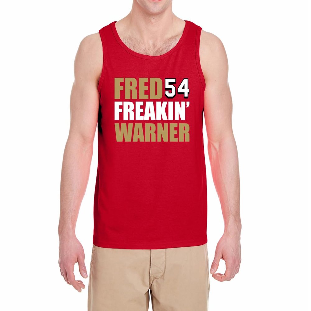 Red San Francisco Fred Warner Fred Freakin Warner Tank Top Adult Large