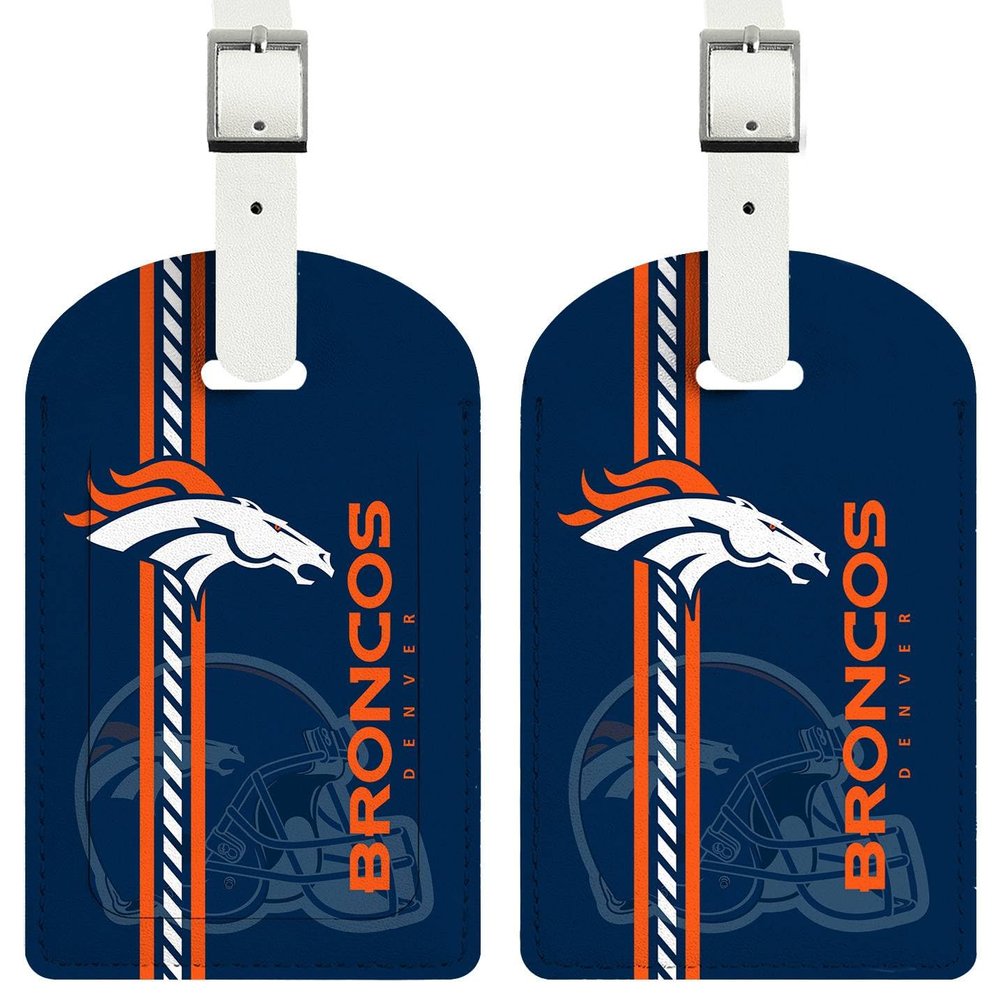 AYYQHC 2 Pack Leather Football Sport Fan Luggage Tag for Suitcase and BagWhite Blue Design Travel Suitcase and Bag Tag with Privacy Flap Address Labels