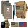 BellaVitas Tactical Molle Pouch Small Notebook Cover EDC Utility Bag Tool Pouch Gadget Organizer Military Waist Bag with US Flag Patch, 3x5 Waterproof Notepad Pocket Notebook and Weatherproof Pen view 1