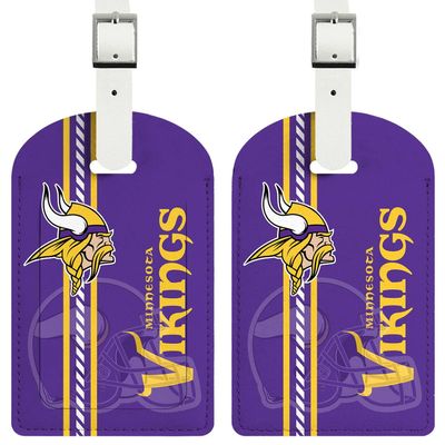AYYQHC 2 Pack Leather Football Sport Fan Luggage Tag for Suitcase and BagPurple Design Travel Suitcase and Bag Tag with Privacy Flap Address Labels