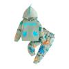 Adokioths Toddler Baby Boy Clothes Long Sleeve Tie-dye Hoodie Sweatshirt Top + Jogger Pants Outfit Set Fall Winter Sweatsuit (Green Dinosaur, 18-24 Months) view 1