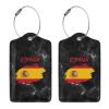 Espana Flag of Spain Spanish 2 Pcs Leather Luggage Tags with Stainless Steel Loop and Travel Cover view 2